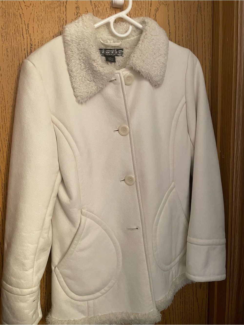 Static White Faux Shearling Lined Winter Coat Jacket Medium